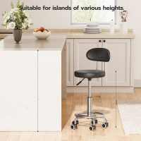 HOOBRO Height Adjustable Rolling Stool, 360° Rotating Drafting Chair, Multi-Purpose Office Desk Chair, Rolling Swivel Salon Stool Chair, for Barber Shop, Nail Salon, Office, Black SB01BY01G1 - Image 7