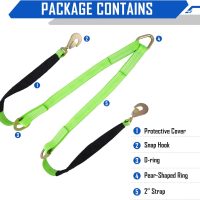 V-Bridle Strap 2" x 4' w/Snap Hooks/Cordura Sleeve and Axle Strap, D Ring Middle, 4700 lbs Capacity Heavy-Duty Tow Straps for UTV ATV Truck Car Tractor SUV - Image 6