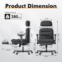 Criss Cross Chair with Wheels & Flip-up Arms, Executive Office Chair with Foot Rest, Swivel Cross Legged Office Chair, Corduroy Fabric Comfy Computer Desk Chair, Vanity Chair for Home, Black - Image 2