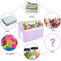 Large Toy Box Storage Organizer with Lid, House Shape Oxford Fabric Collapsible Sturdy Toy Chest Bins Baskets (Purple) - Image 8