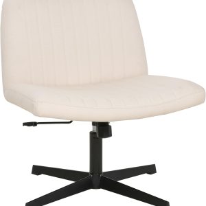 FDW Criss Cross Chair Armless Cross Legged Office Desk Chair Adjustable Swivel Ergonomic Desk Chair No Wheels U Shaped Backrest with Wide Seat Native Sponge Computer Task Vanity Chair for Home Office