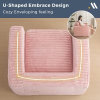 MAXYOYO Giant Bean Bag Chair for Adults, Upholstered Floor Sofa with Pillows and Armrests, Large Bean Bag Sofa Plush Chair Bean Bag Couch for Bedroom Living Room, Pink - Image 8