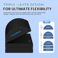Foot Rest for Under Desk at Work, Gaming Accessories Foot Stool with 3 Adjustable Heights & Washable Cover, Comfortable Office Desk Accessories, Footrest for Office, Home and Car (Black) - Image 2