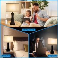 Table Lamp for Bedroom 3-Way Dimmable Touch Control Bedside Lamp with USB A+C Port & AC Outlet 21.6" Tall Nightstand Lamp for Living Room Office and Hotel Bulb Included - Image 5