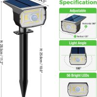 nipify Solar Lights Outdoor Waterproof, Motion Sensor Spot Lights- 4 Pack/56 LED/3 Modes Solar Powered Spotlights 2-in-1 Auto On/Off Landscape Lighting for Outside Yard Wall Garden, Cool White - Image 6