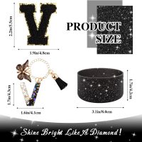 Black Cup Accessories Set for Stanley 30OZ & 40OZ Tumbler with Handle, Letter Charms, Bow & Diamond Straw Covers, Glitter Silicone Boot, Personalized Sticker for Stanley Cup Accessories (V) - Image 2