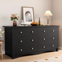 YESHOMY Black Dresser for Bedroom,6 Drawer Dressers, Storage Chest of Drawers for Hallway,Living Room, Entryway - Image 6