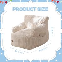 MAXYOYO Kids Bean Bag Chair, Stuffed Toddler Bean Bag Sofa with Filler Bean Bag Chair for Boys and Girls, Lazy Sofa with Pocket Floor Chair for Gaming, Reading, Beige - Image 2