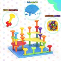 Peg Board Toy set 73Pcs DIY Building Stacking Toys for Kids 3-6 Years Old,STEM Educational Kids Toy for Brain Development,Montessori Sensory Toys,Upgrade Various Foam Board Plastic Lacing String Game - Image 5