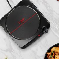 OVENTE Electric Countertop Single Burner, 1000W Cooktop with 7.25 Inch Cast Iron Hot Plate, 5 Level Temperature Control, Compact Cooking Stove and Easy to Clean Stainless Steel Base, Black BGS101B - Image 5