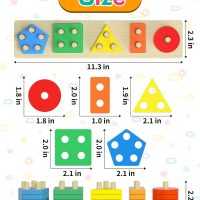 Montessori Toys for 1 2 3 Year Old Boys Girls Gifts, Wooden Shape Sorter Toys for Ages 2-4, Toddler Learning Toy Puzzles Birthday Gift Ages 1-3 - Image 6