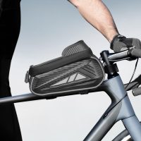 Bike Phone Holder Bag, EVA Waterproof Bicycle Front Frame Bag, Bike Accessories Cycling Pouch with Sensitive TPU Touch-Screen, Bicycle Phone Mount with Rain Cover for Phone under 7" (Sliver, 7 inch) - Image 7