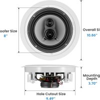 Acoustic Audio by Goldwood CS-IC83 8” 3-Way In Ceiling Home Theater Speaker System (White, 5 Speakers) - Image 2
