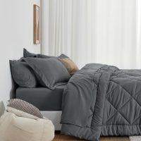 Love's cabin Full Comforter Set Dark Grey, 7 Pieces Full Bed in a Bag, All Season Bedding Sets with 1 Comforter, 1 Flat Sheet, 1 Fitted Sheet, 2 Pillowcase and 2 Pillow Sham - Image 3