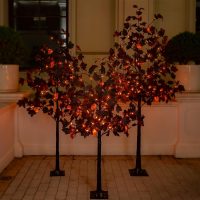 6ft Black Maple Halloween Tree with LED Skull Lights & Spiders - Indoor/Outdoor Waterproof Decor - 160 Bulbs, Dimmable Timer, 16ft Cord - Image 6