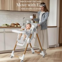 Mallify Convertible High Chairs for Babies and Toddlers, Height Adjustable Baby High Chair, High Chair with Removable Tray, Adjustable Backrest, Portable Baby Dinning Chair with Lockable Wheels - Image 3