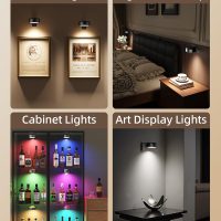 EZVALO Picture Lights for Wall, 2000mAh Rechargeable Battery Magnetic Poster Lights with 3 Color Temps & 12 RGB, Remote Dimmable Timer Painting Light, Wall Decor Light for Art Display, Frame (3 Pack) - Image 3