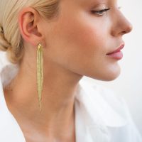 Gold Earrings for Women Stainless Steel Post Long Tassel Dangle Earrings Wedding Bridal Bridesmaid Party Earrings Chain Dangle Earrings Gold Drop Earrings - Image 3