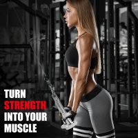 V-Shaped Bar Straight Rotating Bar Curl LAT Pull Down Bar D Handle Double D Row Handle LAT Pulldown Attachments Cable Machine Attachment for Home Gym - Image 6