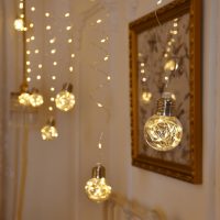 YOLIGHT Wishing Ball Curtain Lights 200 LED Window Curtain String Lights with Remote, USB Battery Powered Twinkle Globe Fairy Lights for Wedding Party Bedroom Christmas Decoration (Warm White) - Image 5
