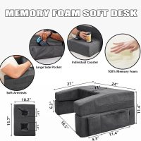 Lap Desk Pillow for Laptop, Large Reading Pillow for Adult, Arm Rest Pillow with Cup Holder, Memory Foam Bed Desk for Working, Gaming, Reading, Laptop Desk for Couch Bed Floor(Grey) - Image 5