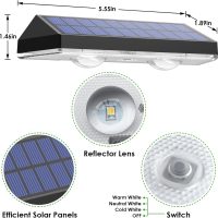Solar Fence Lights Outdoor - 2700/4000/6000K 3 Mode, Solar Fence Lights Outdoor Waterproof LED, Fence Light Solar Powered for Outside, Backyard/Railing/Step/Patio/Wall and Home Improvement(8 Pack) - Image 2