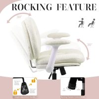 Criss Cross Office Chair with Flip-up Arms, Wide Seat Swivel Chair with Wheels, Comfortable Cross-Legged Desk Chair for Home Office or Vanity, Adjustable Height, Beige - Image 6