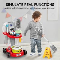 Toddler Cleaning Set，Kids Cleaning Toy Set，New 29-Piece Detachable Kids Cleaning Set for Toddlers - Pretend Play Educational Cleaning Carts (red) - Image 7