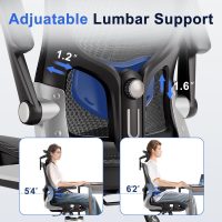 Ergonomic Office Chair，Mesh Seat Cushion with 3D Armrests and 3D Headrest, Adjustable Lumbar Support with Rocking Function, SGS Class 4 Gas Clylinder，Black - Image 3