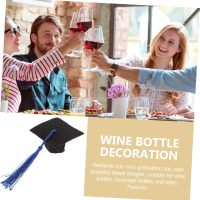 4Pcs Mini Graduation Hat Bottle Toppers Decorative Doctoral Caps with Tassels for Wine Beverage Bottles for Graduation Celebrations - Image 3