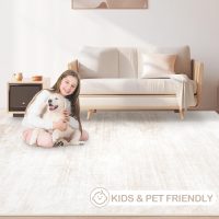 Area Rugs 6x9 Living Room: Washable Rug Modern Abstract Large Rug Soft Non Slip Neutral Rugs Stain Resistant Indoor Carpet for Bedroom Kitchen Dining Room Table Nursery Home Office Rugs(Beige,6'x9') - Image 7