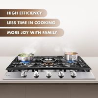 FOTILE GLS36502 36” Stainless Steel 5-Burner Gas Cooktop, Tri-Ring 22,000 BTUs Center Burner with Flame Failure Protection Removable Grates and Installation/LP Kit - Image 2