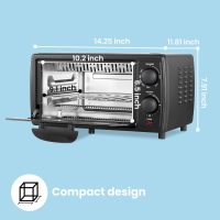 COMFEE' Toaster Oven Countertop, Small Toaster Ovens Combo 4 slice, Mini Oven for 9" Pizza, Compact Oven 2 Racks for Toast, Bake, Broil, 950W, Black, CTO-E101A(BK) - Image 6