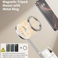 TONEOF 68" Magnetic Selfie Stick Tripod with Aluminum Strong Magnetic Holder for Magsafe, 360° Rotatable Travel Phone Tripod Stand with Metal Ring & Rechargeable Remote for iPhone/Android(Beige Gray) - Image 2