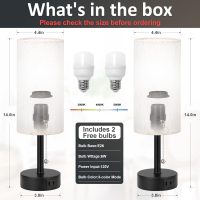Bedside Table Lamps Set of 2-3 Color Temperatures Pull Chain Lamp with AC Outlet Charging Port, Small Round Night Stand Lamps for Bedroom Guest Room Office, Bed Side Light with E26 LED Bulbs - Image 4