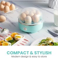 Elite Gourmet EGC115M Easy Egg Cooker Electric 7-Egg Capacity, Soft, Medium, Hard-Boiled Egg Cooker with Auto Shut-Off, Measuring Cup Included, BPA Free, Retro Mint - Image 5