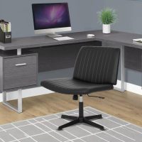 BestOffice Criss Cross Chair Comfy Armless Cross Legged Office Chair No Wheels Desk Chair Wide Adjustable Swivel Computer Task Vanity Chair for Reading, Computer Gaming, Home Office, Vanity, Black - Image 2