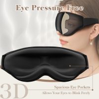 3D Cooling Eye Mask Sleep Mask for Men & Women, 100% Pressure-Free & Light Block-Out Eye Mask for Sleep with Easy Adjustable Strap, Night Eye Cover for Travel, Black - Image 3
