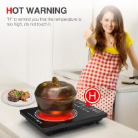Electric Cooktop, Portable Electric Cooktop 1800W Single Burner Stove with LED Touch Screen, 8 Power & 8 Temperature Levels, Timer, 110V-120V Hot Plate for Home Camping - Image 3
