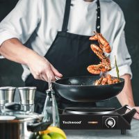 Hot Plate, Techwood Electric Stove for Cooking, 1500W Countertop Single Burner with Adjustable Temperature and Handles, 7.3” Cooktop for RV/Home/Camp, Compatible for All Cookwares Black - Image 6