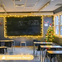 JMEXSUSS Connectable Warm White String Lights Indoor Bedroom, 8 Modes Christmas String Light Plug in Classroom Lights, 33ft 100 LED Fairy Twinkle Light Outdoor for Classroom Christmas Tree Decor - Image 4