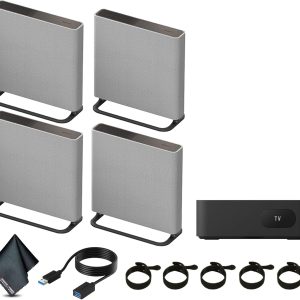 Sony HT-A9M2 BRAVIA Theater Quad 504W 4.0.4-Channel Doly Atmos Surround Speaker (HT-A9M2) Bundle Including: Table Stand, RJ45 Cable, Cable Ties, Surge Protector, and More Accessories (Renewed)