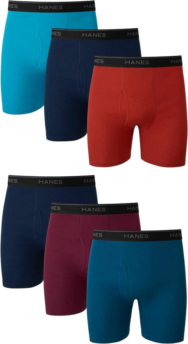 Hanes Men's Underwear Boxer Briefs Pack, Cool & Breathable Cotton Underwear for Men, No-Ride-Up, Moisture Wicking