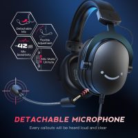 FIFINE PC Gaming Headset, USB Headset with 7.1 Surround Sound, Detachable Microphone, Control Box, 3.5mm Headphones Jack, Over-Ear Wired Headphones for PS5/Xbox/Switch, Black-AmpliGame H9 - Image 5
