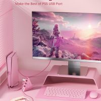 4-Port USB 3.0 Hub, FlyingVHUB Vertical Data USB Hub with 2 ft Extended Cable, for Mac, PC, Xbox One, PS4, PS5, iMac, Surface Pro, XPS, Laptop, Desktop, Flash Drive, Mobile HDD(Pink) - Image 5