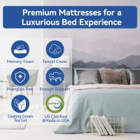 King Size Mattress Extra Firm 8 Inch with Tencel Cover,Premier Cool Green Tea/Gel Memory Foam Mattresses for Kid/Adult,Dual Side Medium Firm/Extra Firm-Mattress for Back Pain,CertiPUR-US,80'' x 76'' - Image 2