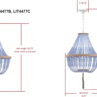 SAFAVIEH Lighting Collection Lush Kristi Boho Farmhouse Blue 17-inch Diameter 3-light Beaded Adjustable Hanging Pendant Light Fixture with Tassel (LED Bulbs Included) - Image 5