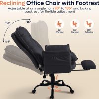 Bestier Cross Legged Office Chair with Footrest, High Back Criss Cross Chair with Reversible Armrests and Wheels, Big and Tall Reclining Office Chair for Home (Black, PU Leather) - Image 4