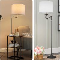 Drum Lamp shades Set of 2, White Line Lamp Shades for Table Lamps Floor Lamp, 13" Top X 13" Bottom X 10" High Large Fabric Lamp Shades, Easy Assembly Replacement Lampshades - Image 4