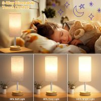 Touch Bedside Table Lamp with USB - 3 Way Dimmable Wood Lamp for Bedroom Nightstand, Desk Lamp with Charging Station for Dorm, Living Room, Office, Kids Room, Nursery, Small - Image 3